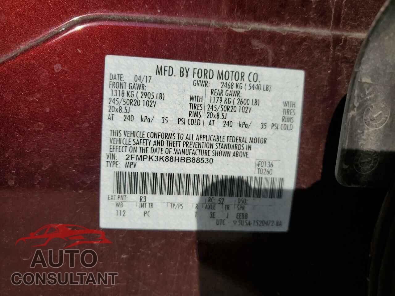 FORD EDGE 2017 - 2FMPK3K88HBB88530