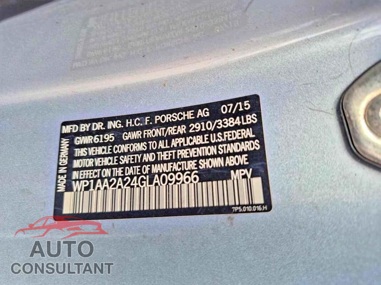 PORSCHE CAYENNE 2016 - WP1AA2A24GLA09966