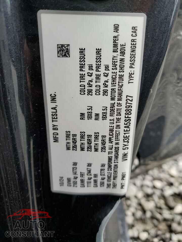TESLA MODEL 3 2025 - 5YJ3E1EA5SF889727