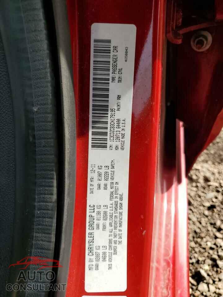 DODGE AVENGER 2012 - 1C3CDZCB3CN179195