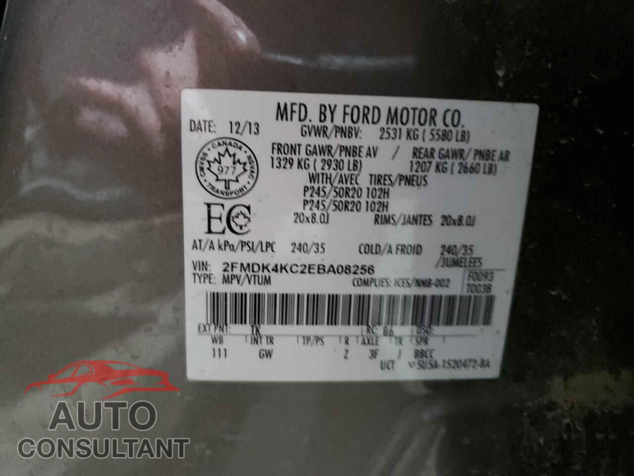 FORD EDGE 2014 - 2FMDK4KC2EBA08256