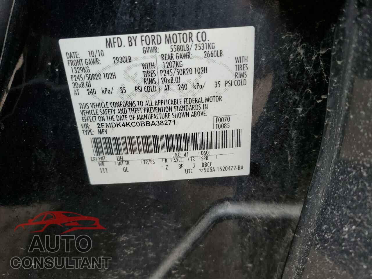 FORD EDGE 2011 - 2FMDK4KC0BBA38271