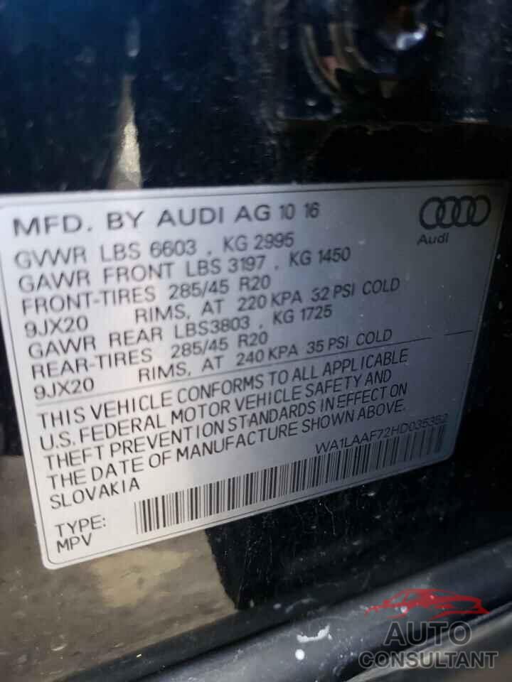 AUDI Q7 2017 - WA1LAAF72HD035352