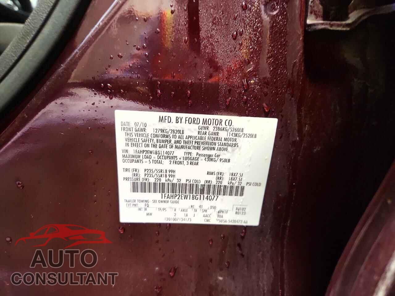 FORD TAURUS 2011 - 1FAHP2EW1BG114077