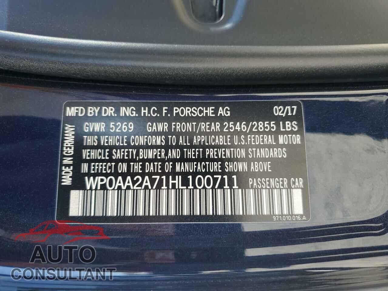 PORSCHE PANAMERA 2017 - WP0AA2A71HL100711