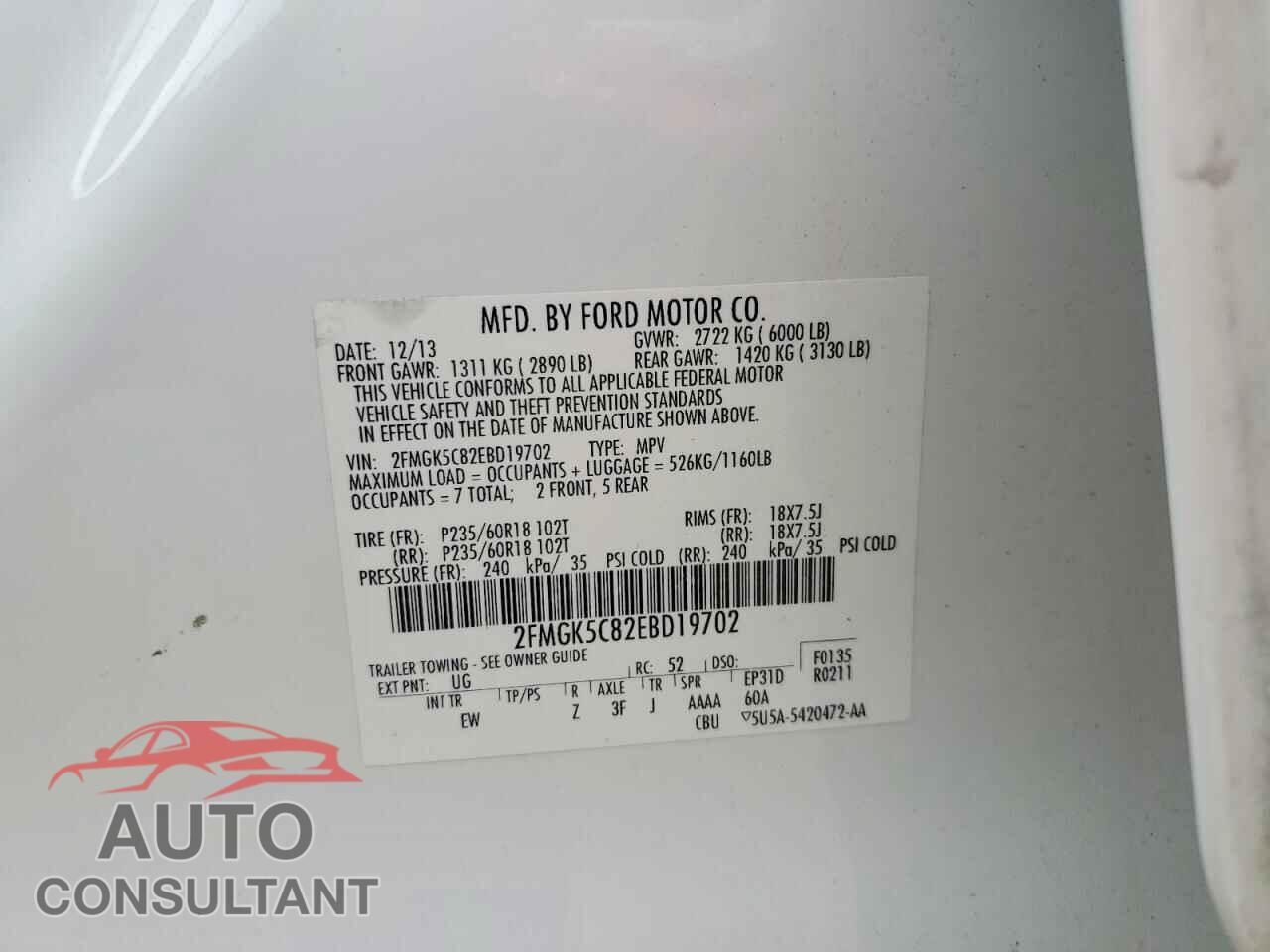 FORD FLEX 2014 - 2FMGK5C82EBD19702