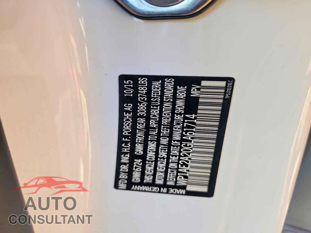PORSCHE CAYENNE 2016 - WP1AE2A20GLA61714