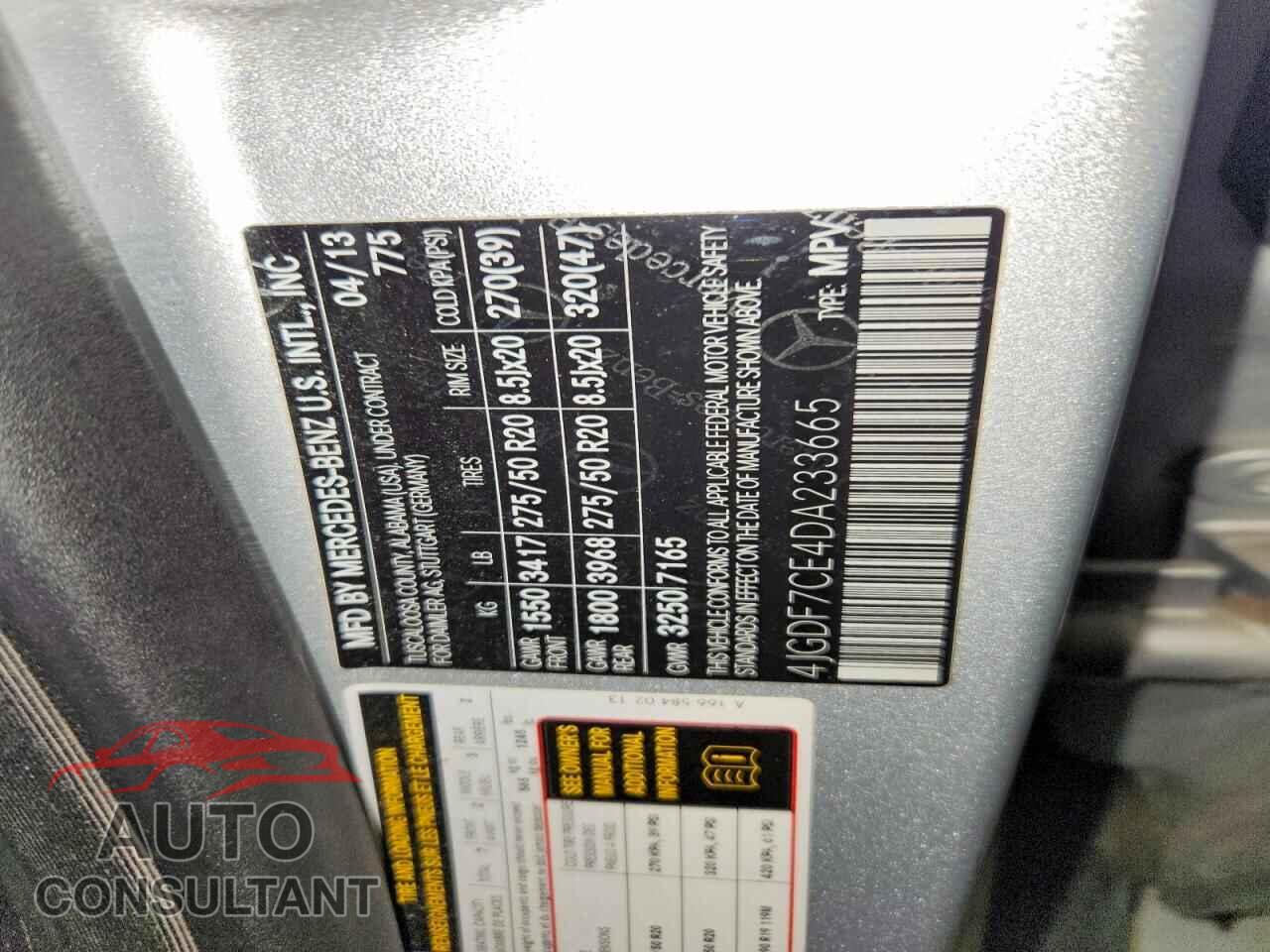 MERCEDES-BENZ GL-CLASS 2013 - 4JGDF7CE4DA233665