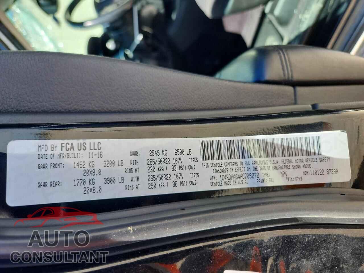 DODGE DURANGO 2017 - 1C4RDHAG4HC709272
