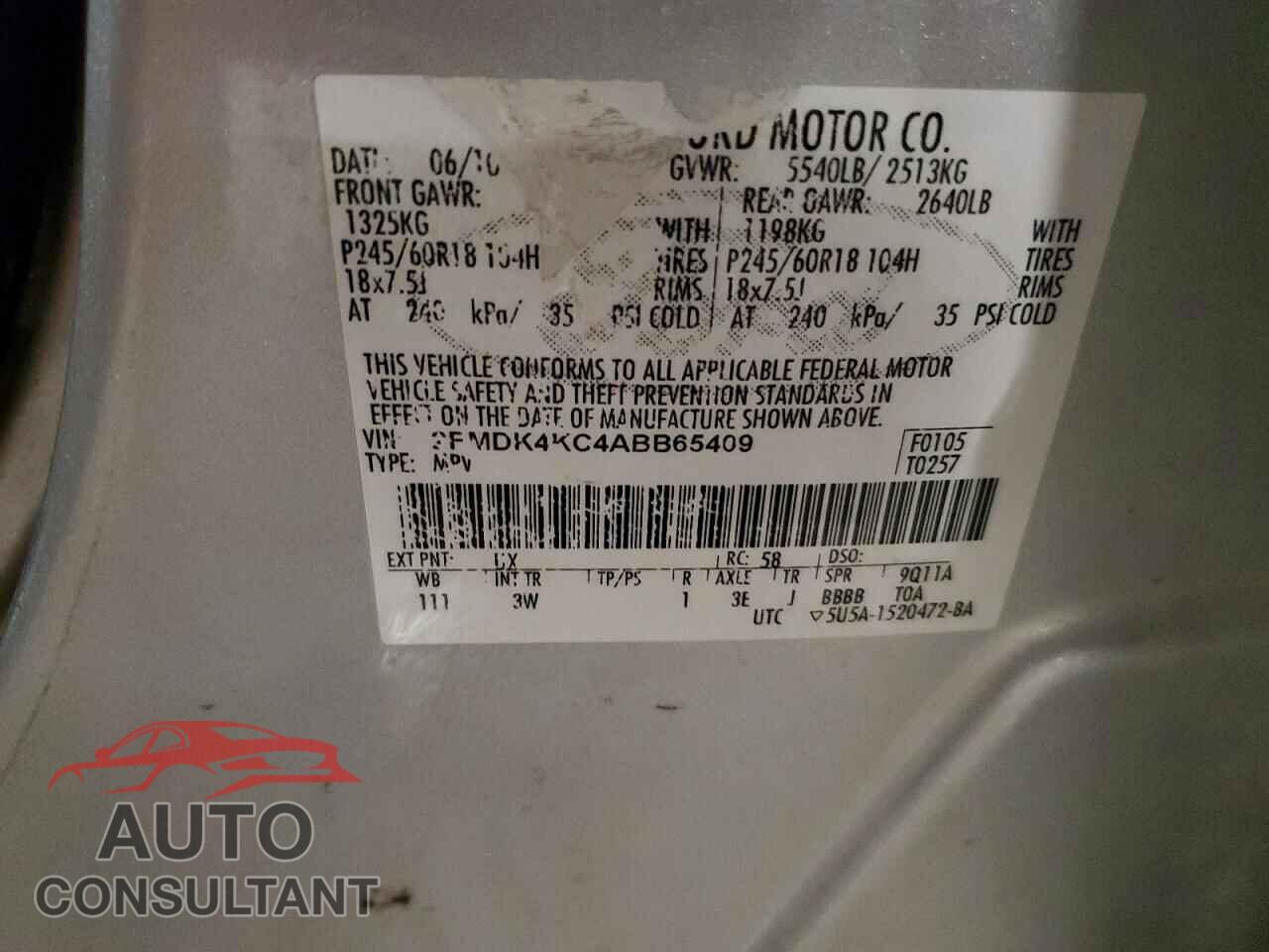FORD EDGE 2010 - 2FMDK4KC4ABB65409