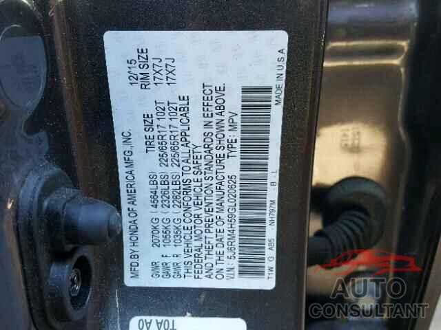 HONDA CR-V EX 2016 - 5J6RM4H59GL020625