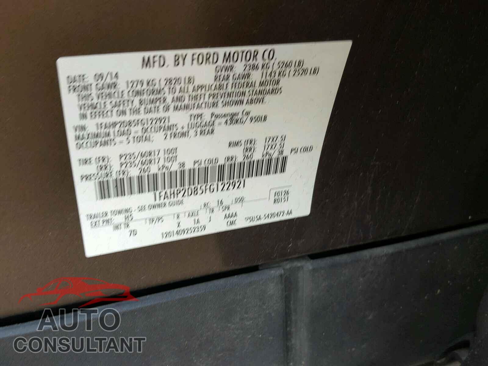 FORD TAURUS 2015 - 1FAHP2D85FG122921