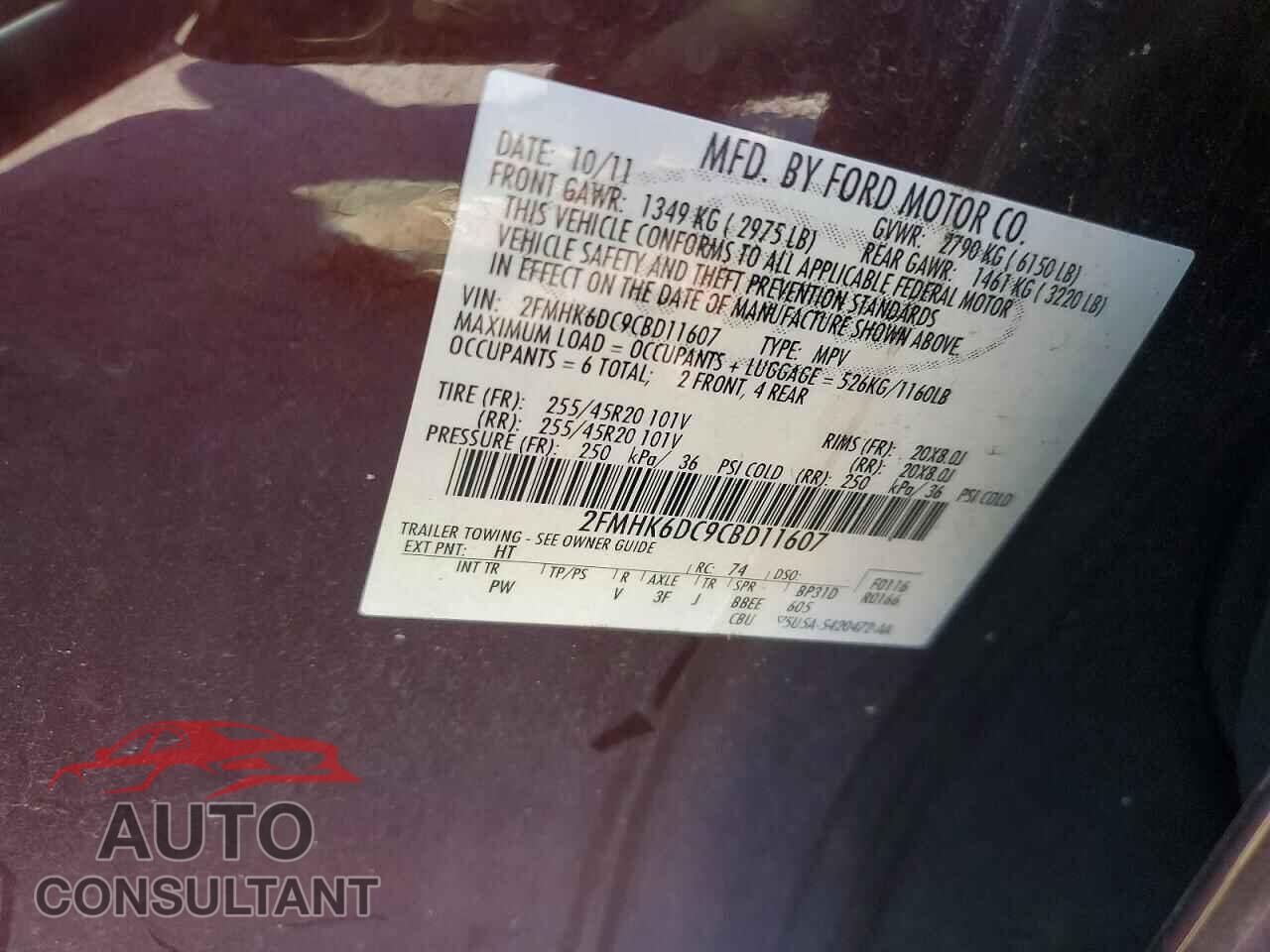 FORD FLEX 2012 - 2FMHK6DC9CBD11607
