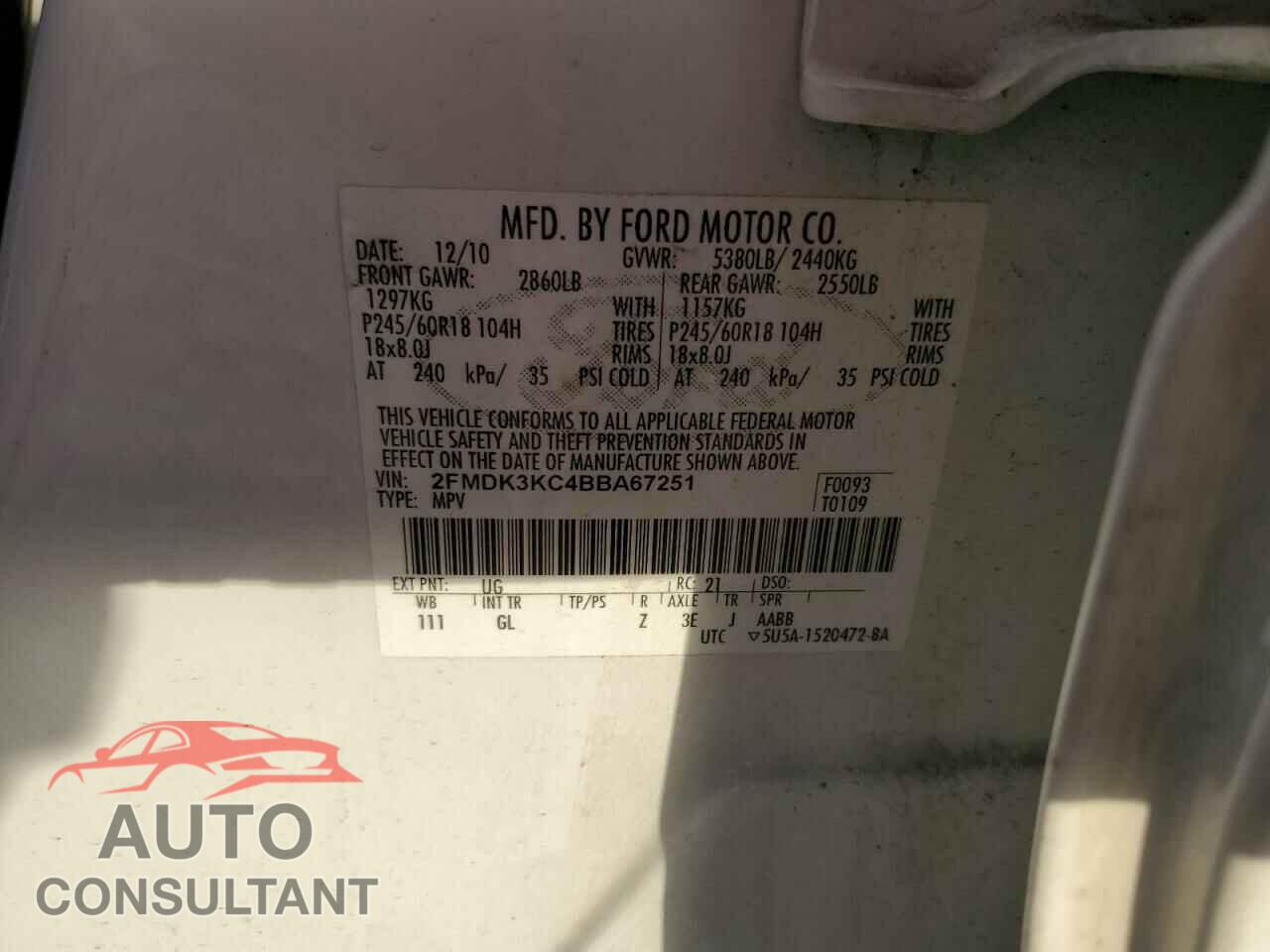 FORD EDGE 2011 - 2FMDK3KC4BBA67251