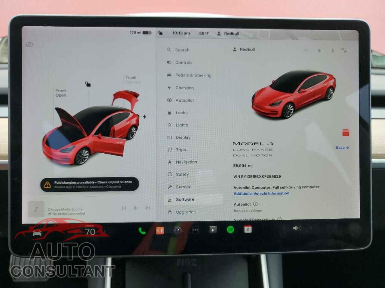 TESLA MODEL 3 2019 - 5YJ3E1EBXKF389829