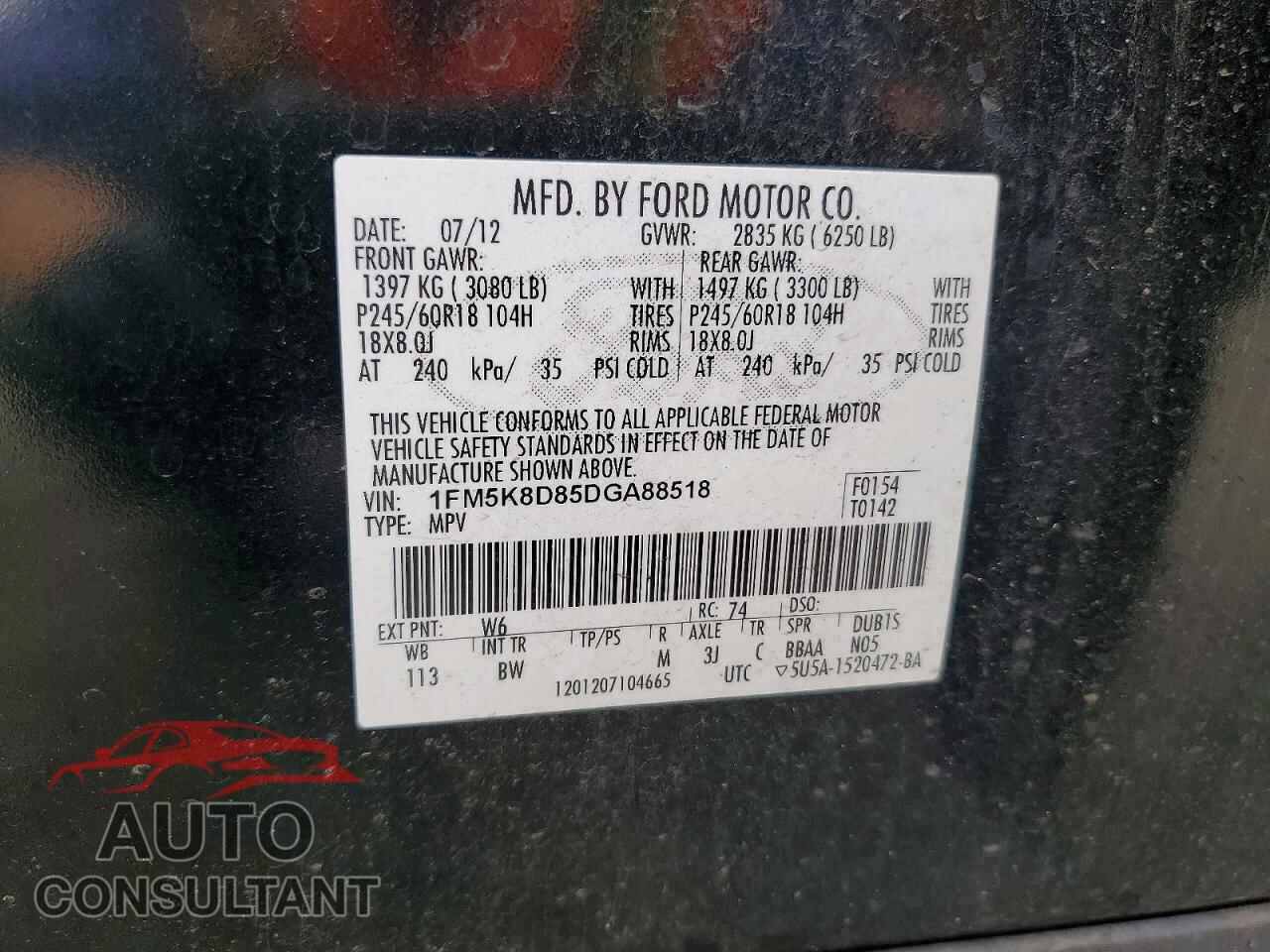 FORD EXPLORER 2013 - 1FM5K8D85DGA88518