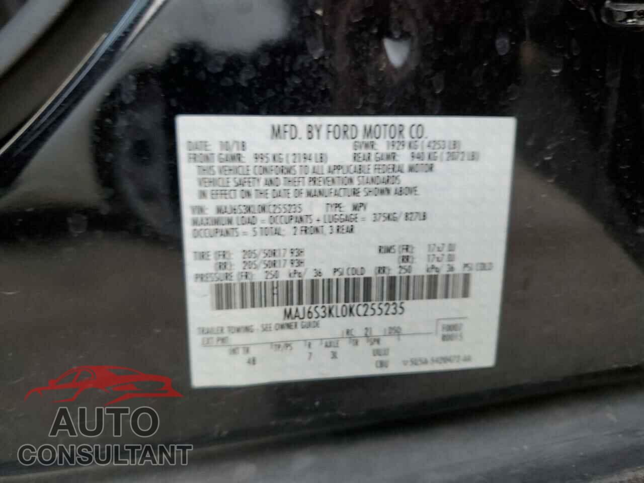 FORD ECOSPORT 2019 - MAJ6S3KL0KC255235