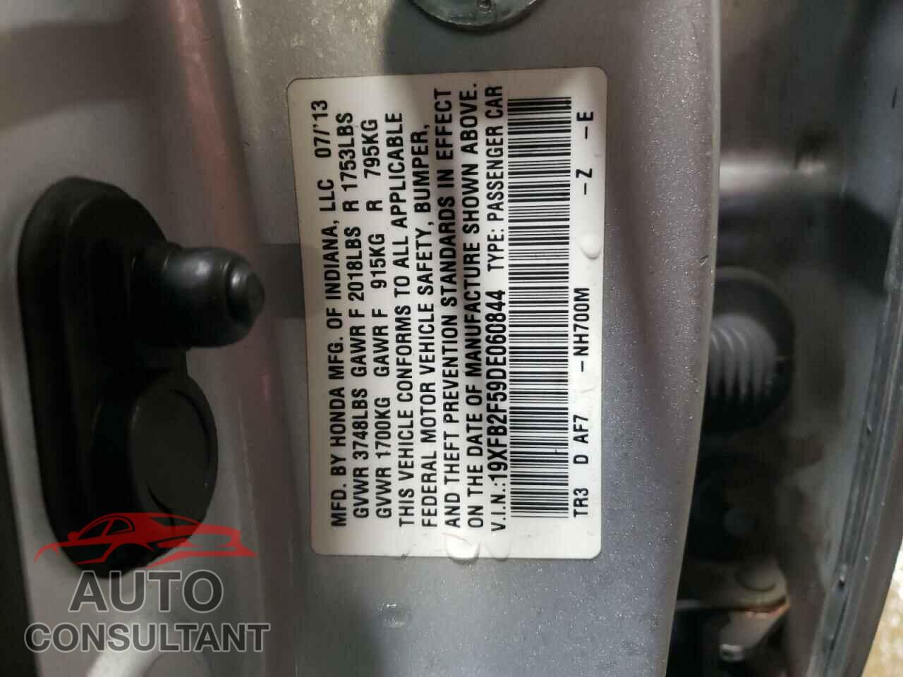 HONDA CIVIC 2013 - 19XFB2F59DE060844