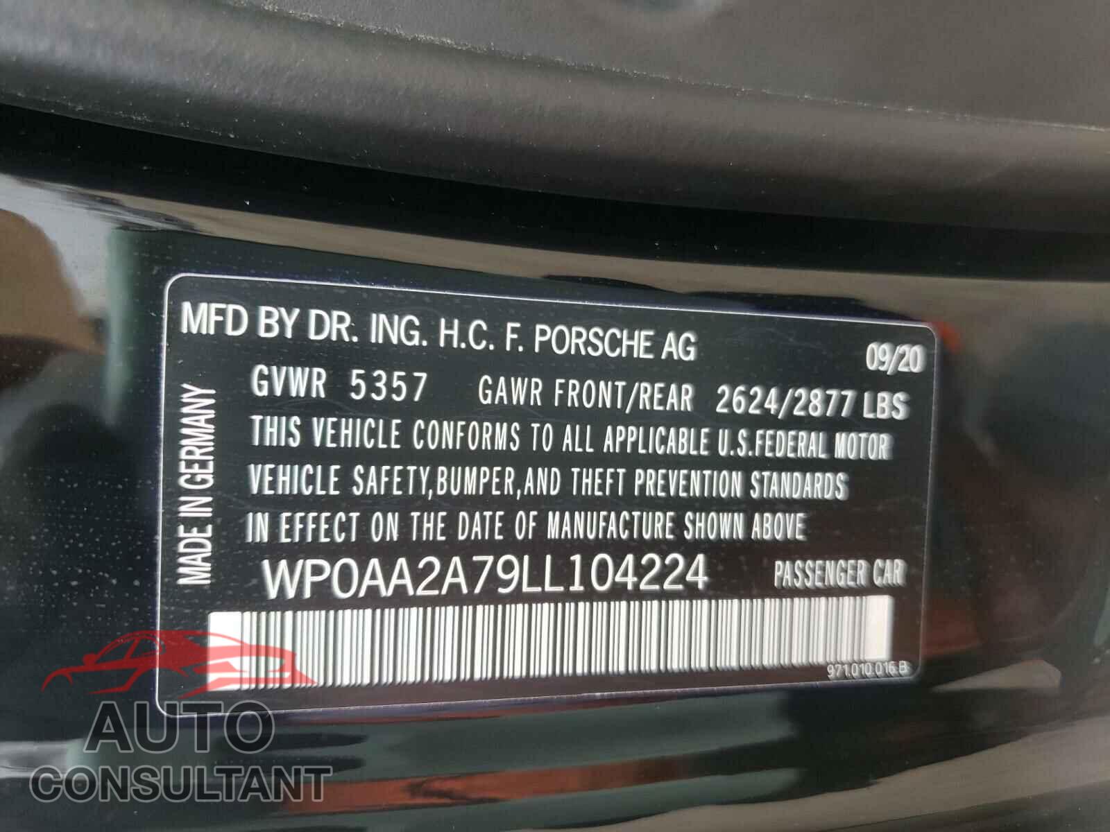 PORSCHE PANAMERA 2020 - WP0AA2A79LL104224