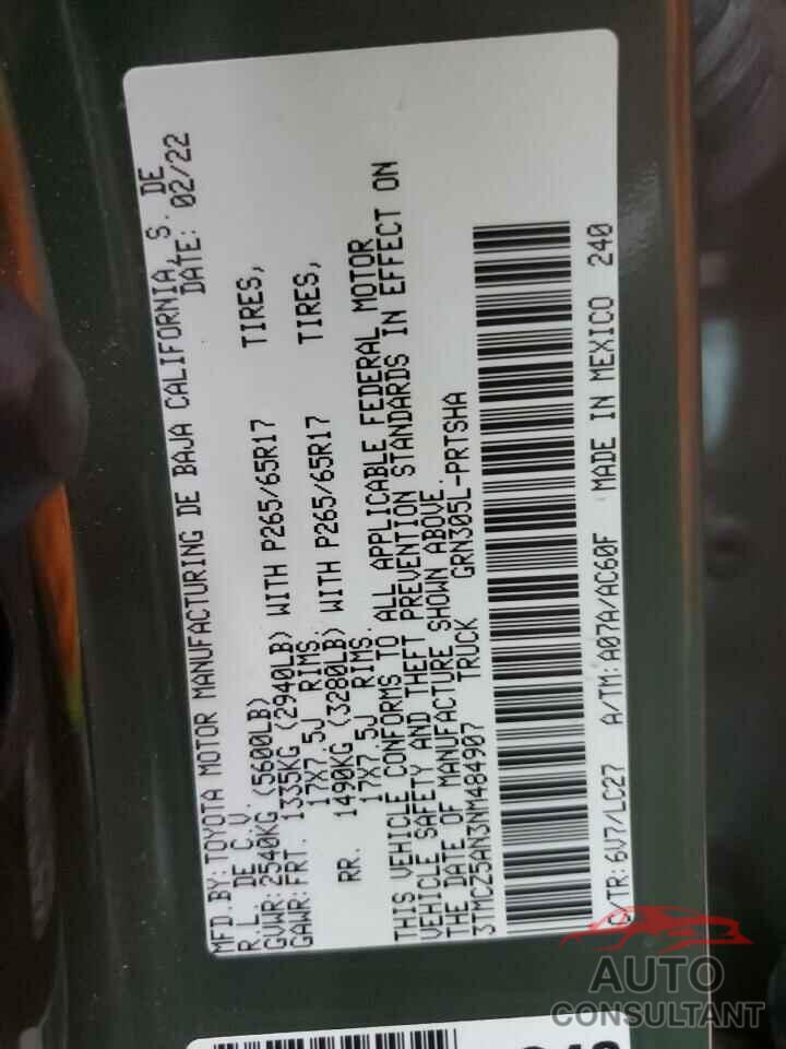 TOYOTA TACOMA 2022 - 3TMCZ5AN3NM484907