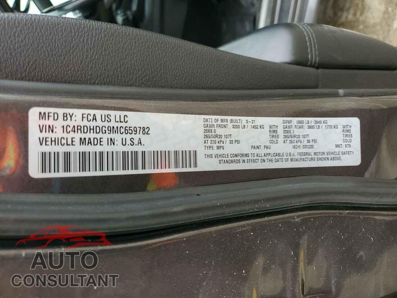 DODGE DURANGO 2021 - 1C4RDHDG9MC659782