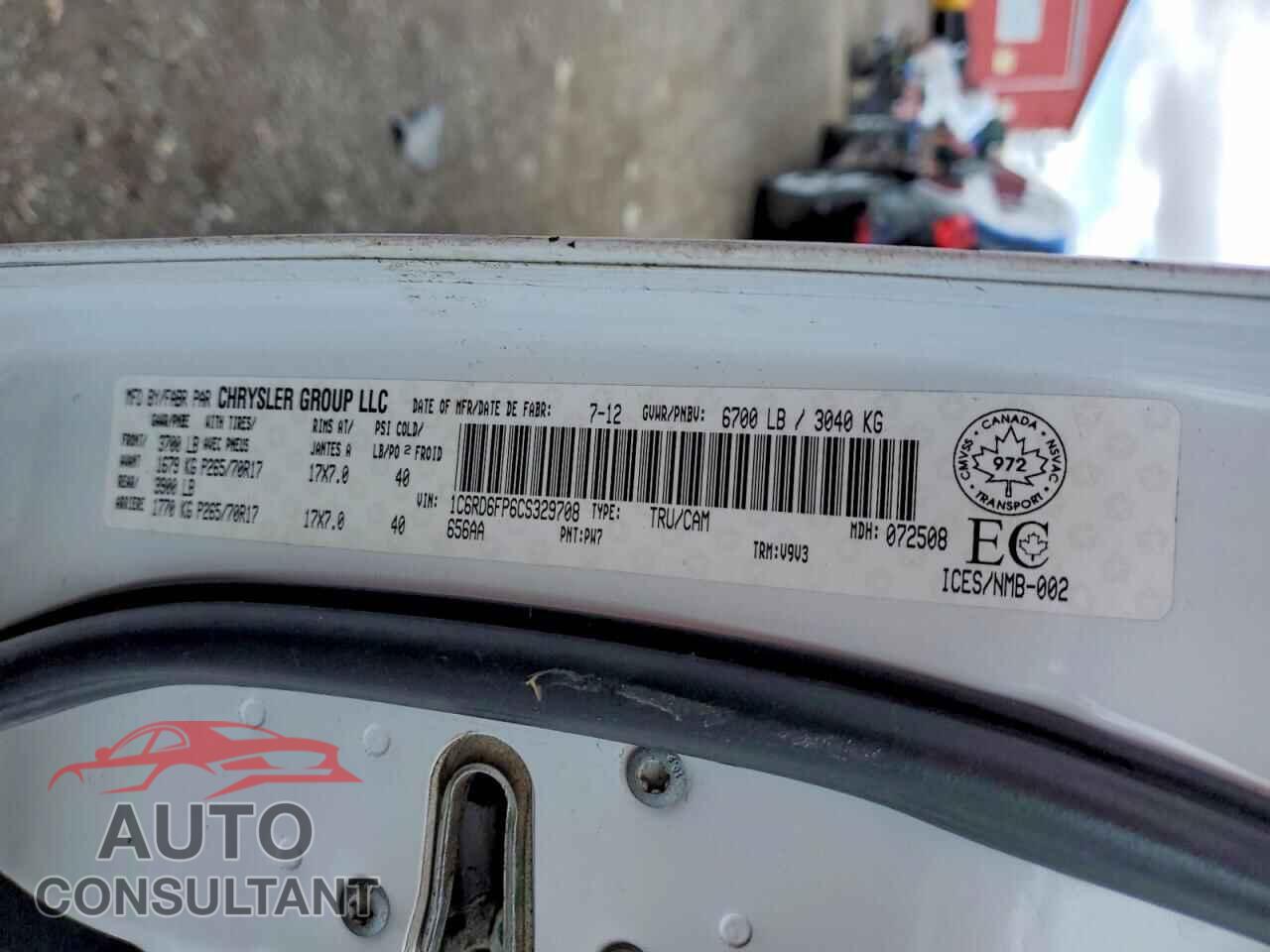 DODGE RAM 1500 2012 - 1C6RD6FP6CS329708