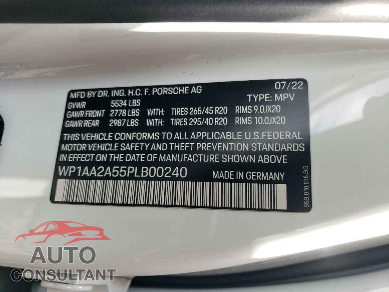 PORSCHE MACAN BASE 2023 - WP1AA2A55PLB00240