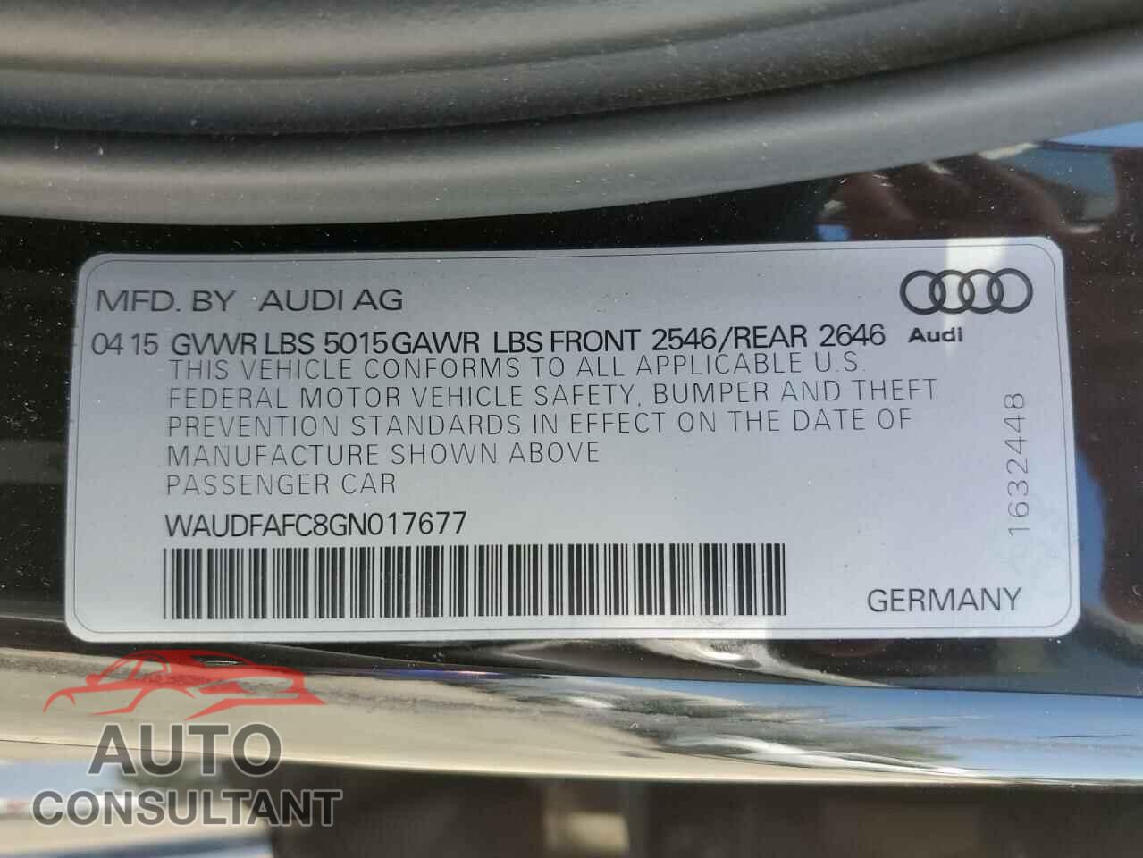 AUDI A6 2016 - WAUDFAFC8GN017677