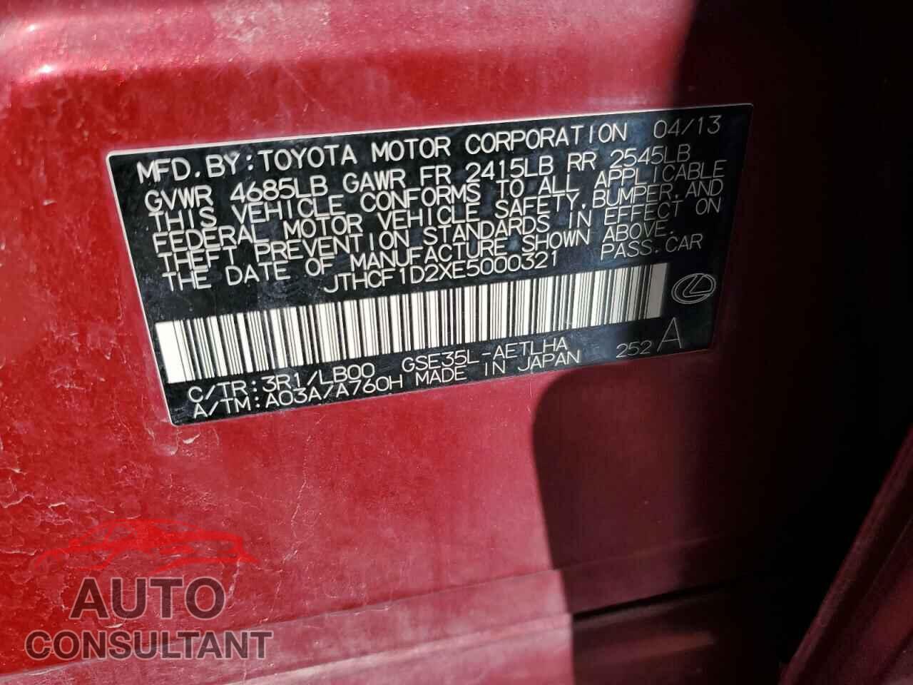 LEXUS IS 2014 - JTHCF1D2XE5000321
