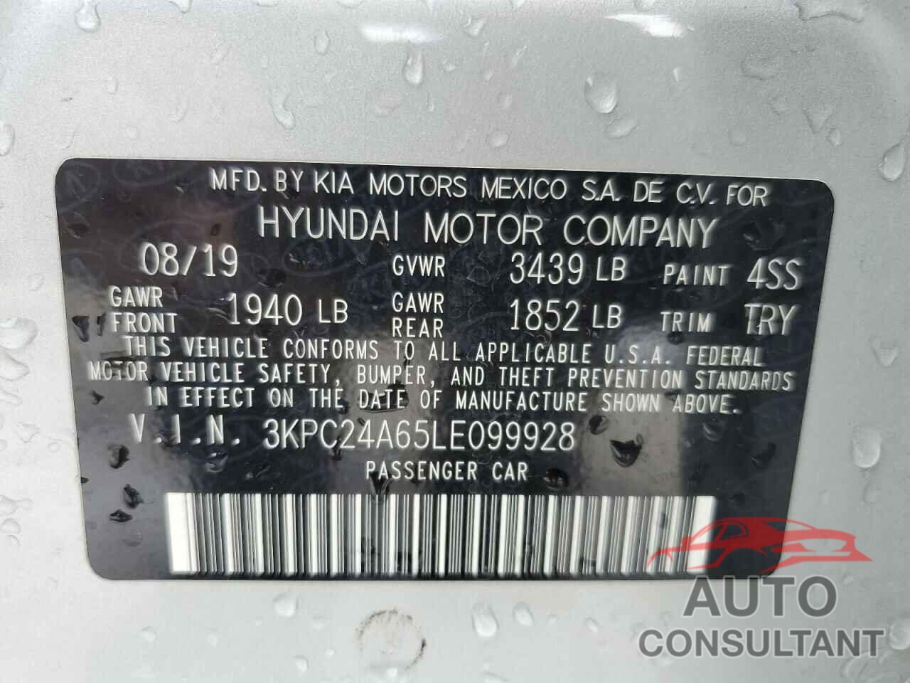 HYUNDAI ACCENT 2020 - 3KPC24A65LE099928