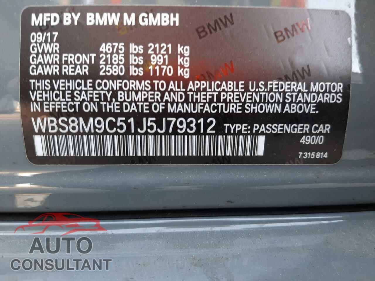 BMW M3 2018 - WBS8M9C51J5J79312