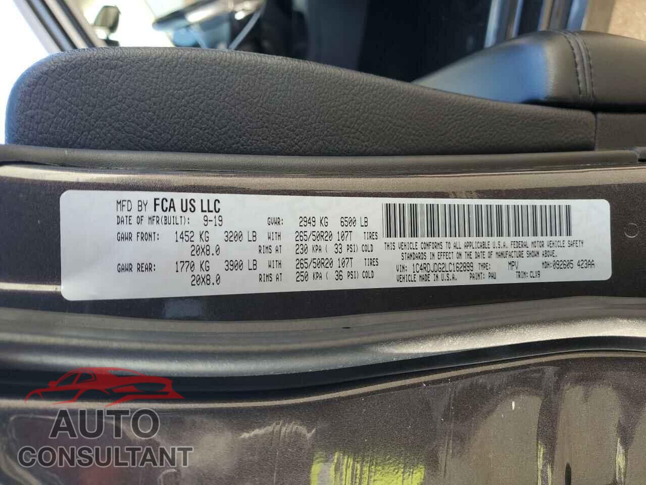 DODGE DURANGO 2020 - 1C4RDJDG2LC162899