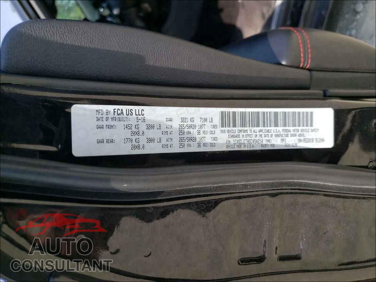DODGE DURANGO 2016 - 1C4SDJCT8GC454210