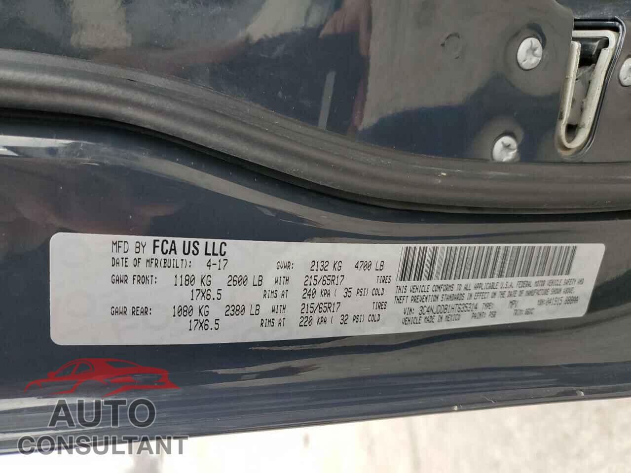 JEEP COMPASS 2017 - 3C4NJDDB1HT635314