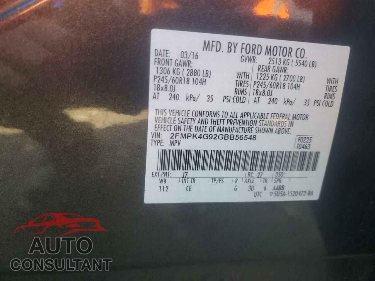 FORD EDGE 2016 - 2FMPK4G92GBB56548