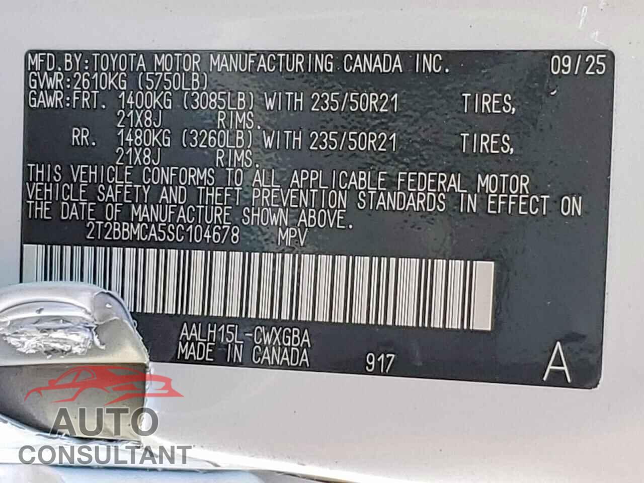 LEXUS UNKNOWN 2025 - 2T2BBMCA5SC104678