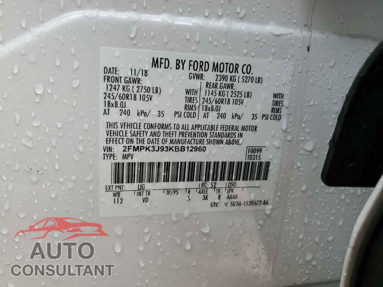 FORD EDGE 2019 - 2FMPK3J93KBB12960