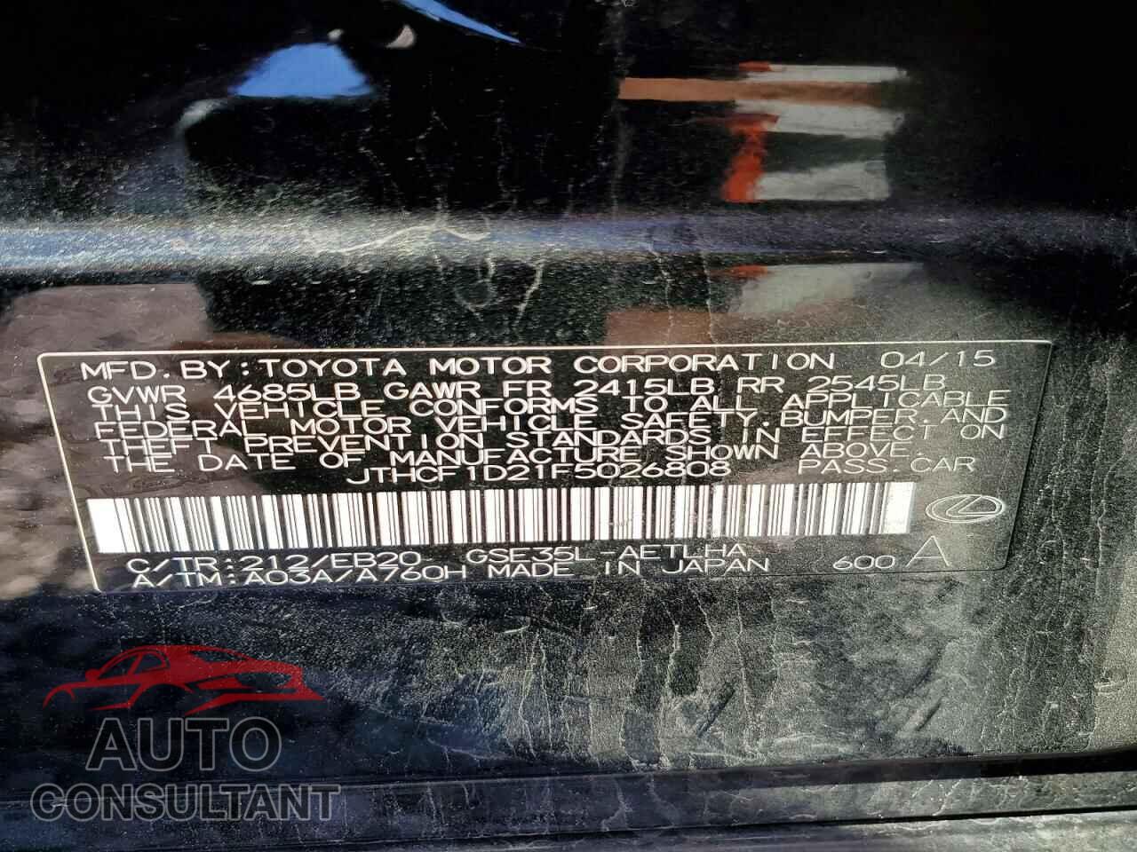 LEXUS IS 2015 - JTHCF1D21F5026808