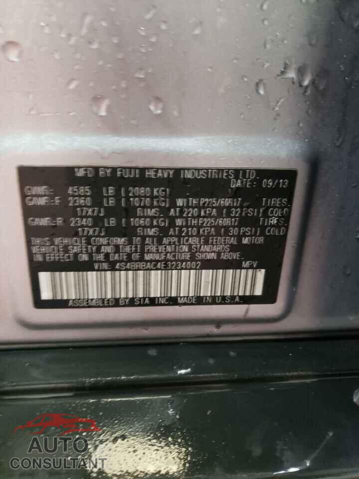 SUBARU OUTBACK 2014 - 4S4BRBAC4E3234002