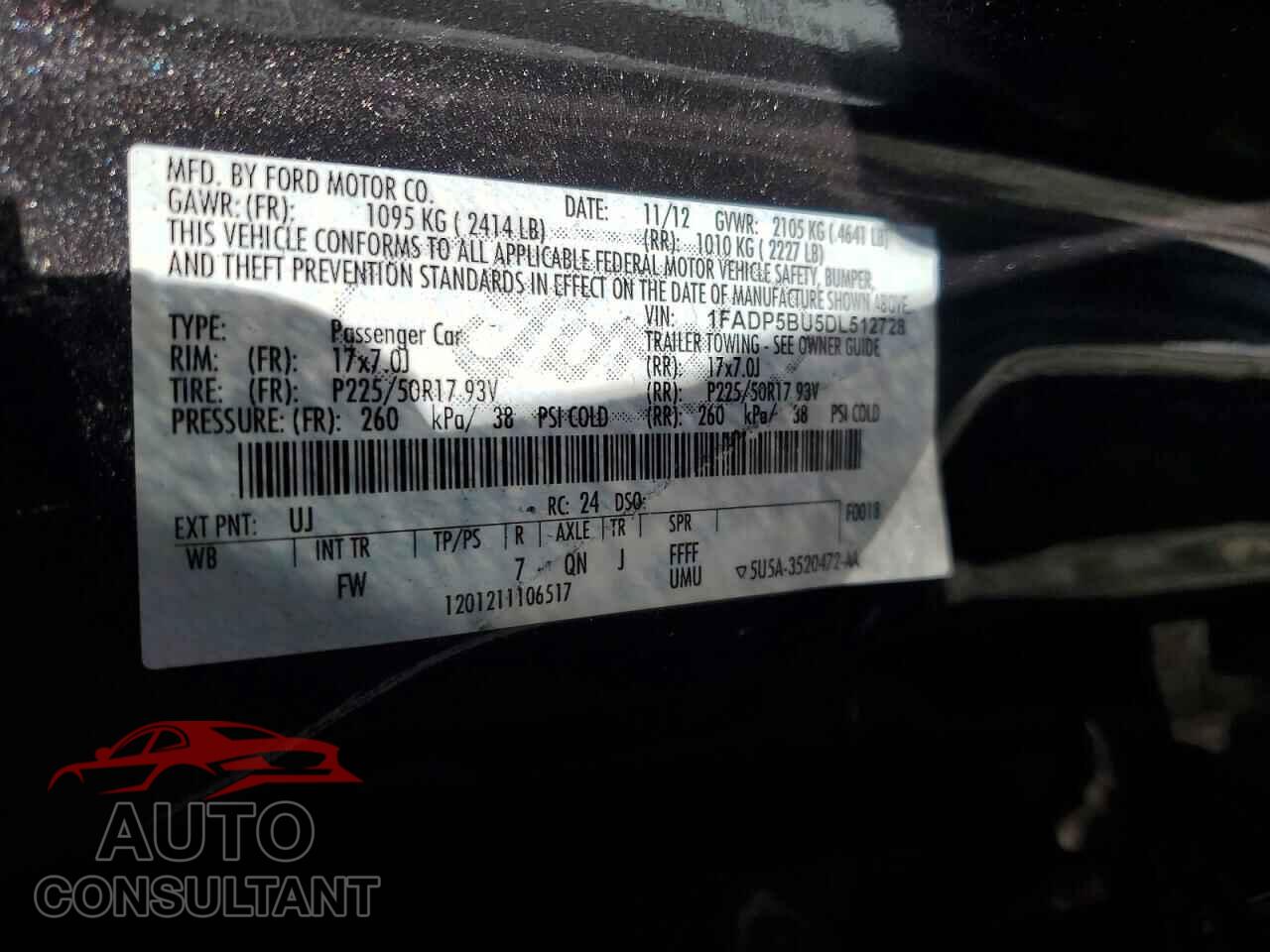 FORD CMAX 2013 - 1FADP5BU5DL512728