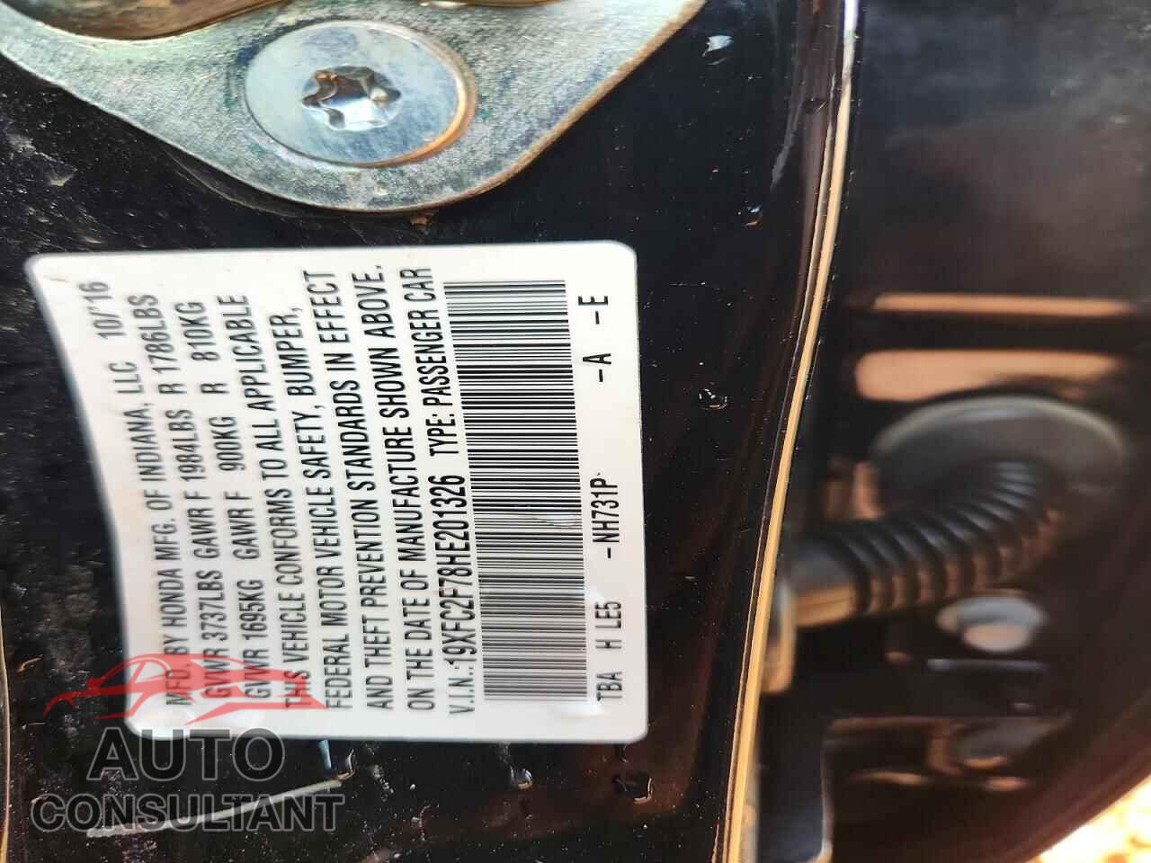 HONDA CIVIC 2017 - 19XFC2F78HE201326