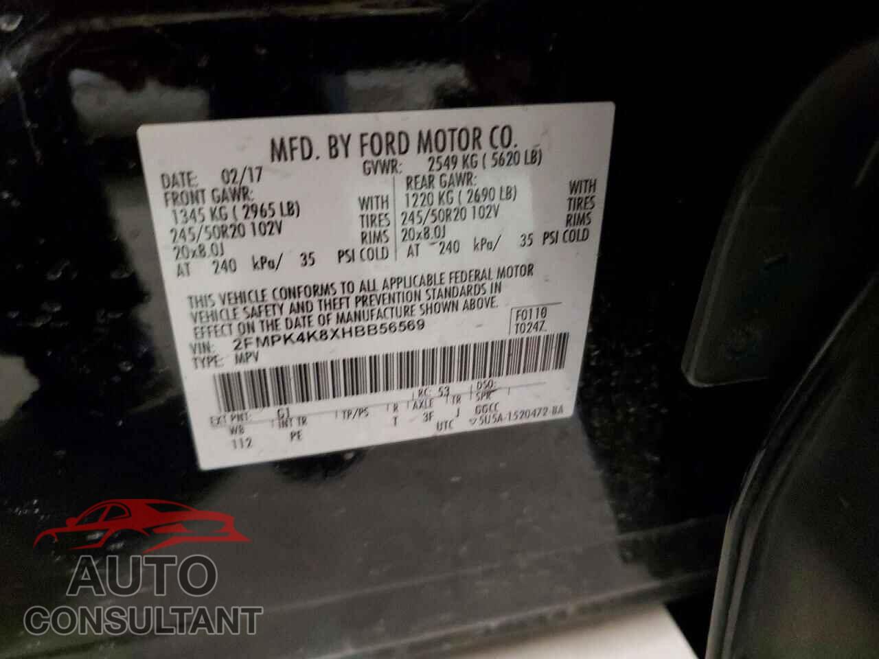 FORD EDGE 2017 - 2FMPK4K8XHBB56569