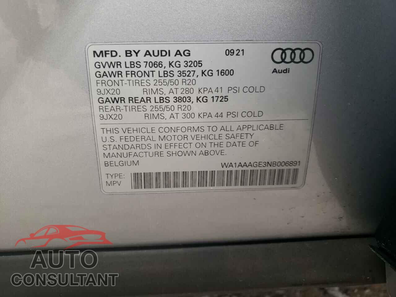 AUDI E-TRON 2022 - WA1AAAGE3NB006891
