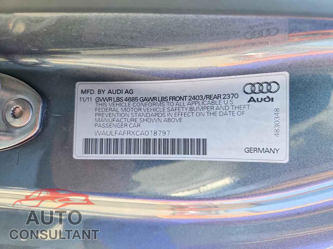 AUDI A5 2012 - WAULFAFRXCA018797