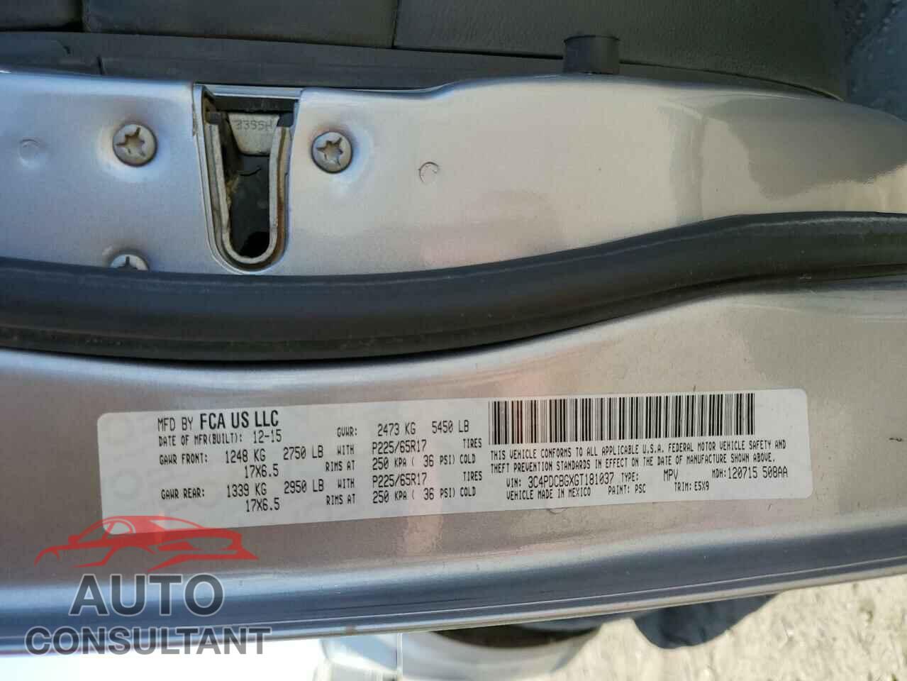 DODGE JOURNEY 2016 - 3C4PDCBGXGT181037