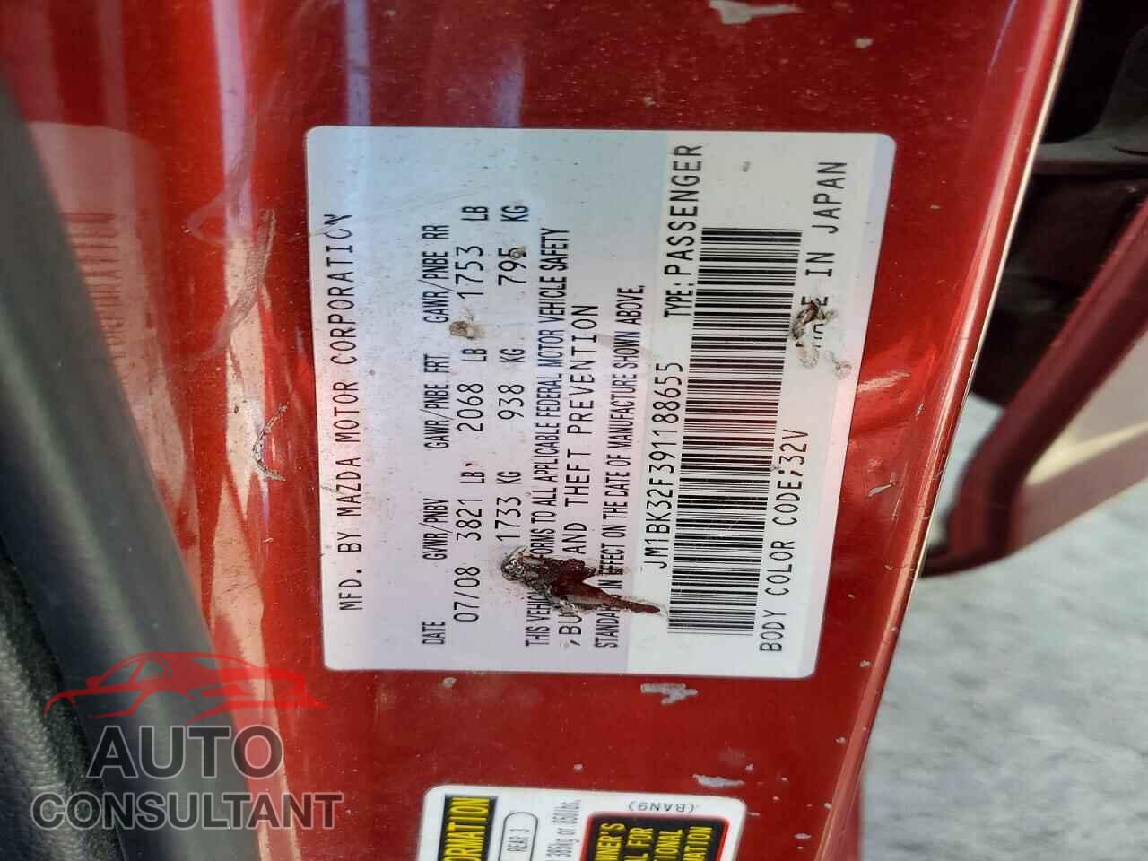 MAZDA 3 2009 - JM1BK32F391188655