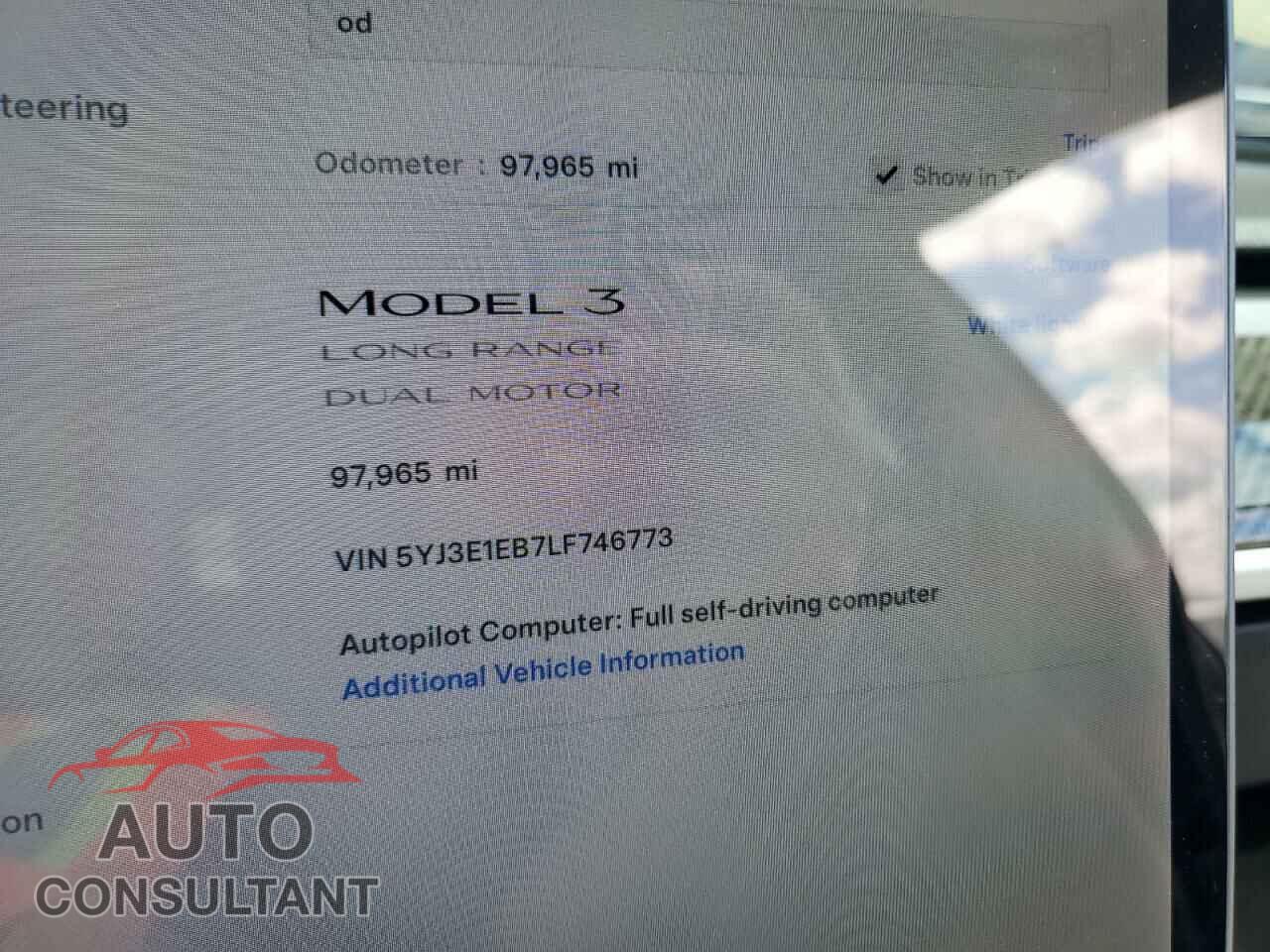 TESLA MODEL 3 2020 - 5YJ3E1EB7LF746773
