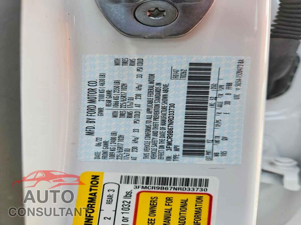FORD BRONCO 2022 - 3FMCR9B67NRD33730