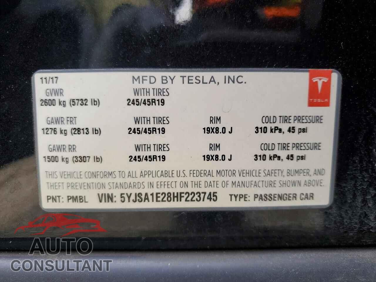TESLA MODEL S 2017 - 5YJSA1E28HF223745