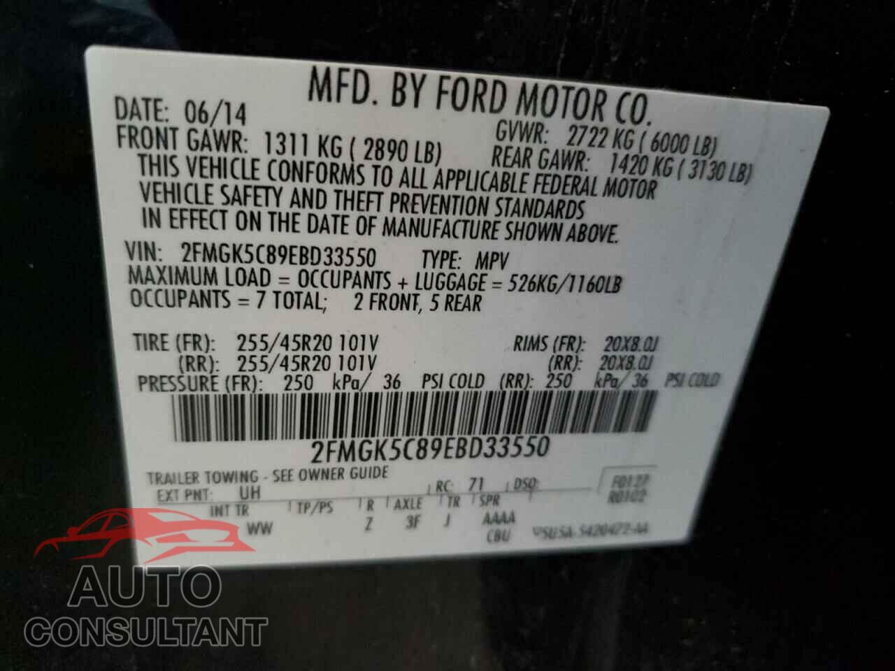 FORD FLEX 2014 - 2FMGK5C89EBD33550